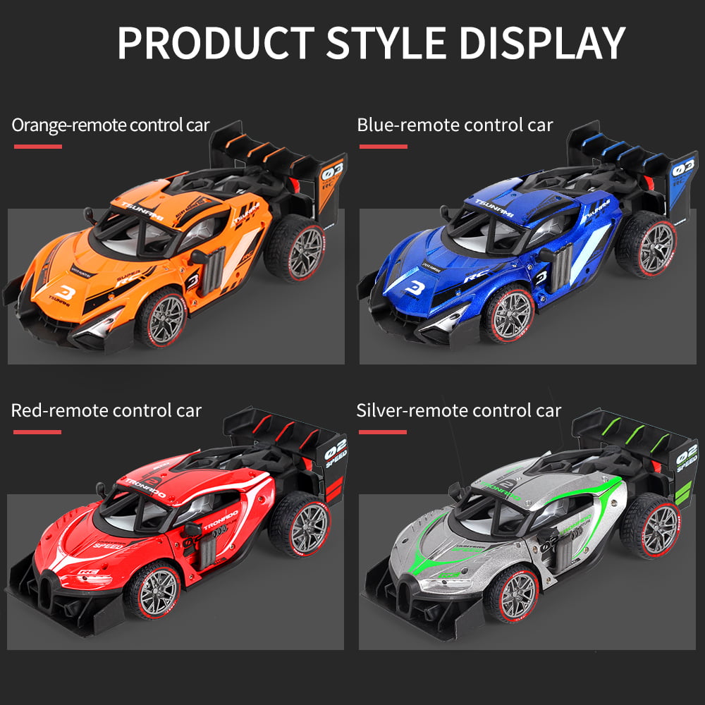 2 Pack Alloy Remote Control Car, 1/18 Scale 2.4g Mhz High-speed Racing Drift Stunt Car, Top Speed 20 Km/h, Waterproof,with One Rechargeable Batteries and Atomization System, Excellent Xmas Gifts