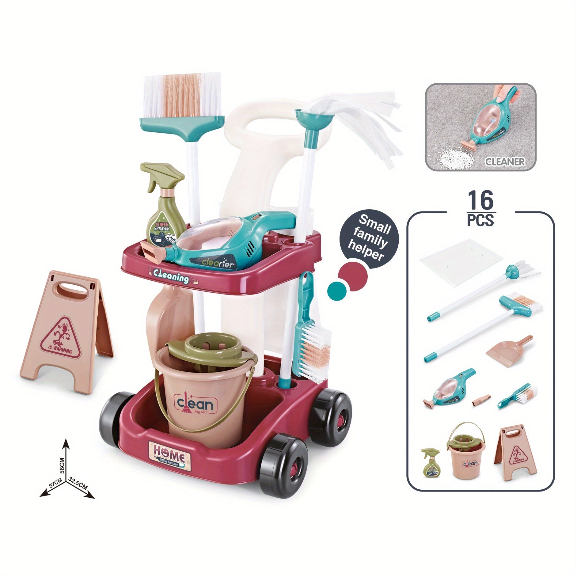 Educational Cleaning Set for Kids - Detachable Pretend Play Set with Real Working Vacuum Cleaner, Broom, Spray Bottle & More!