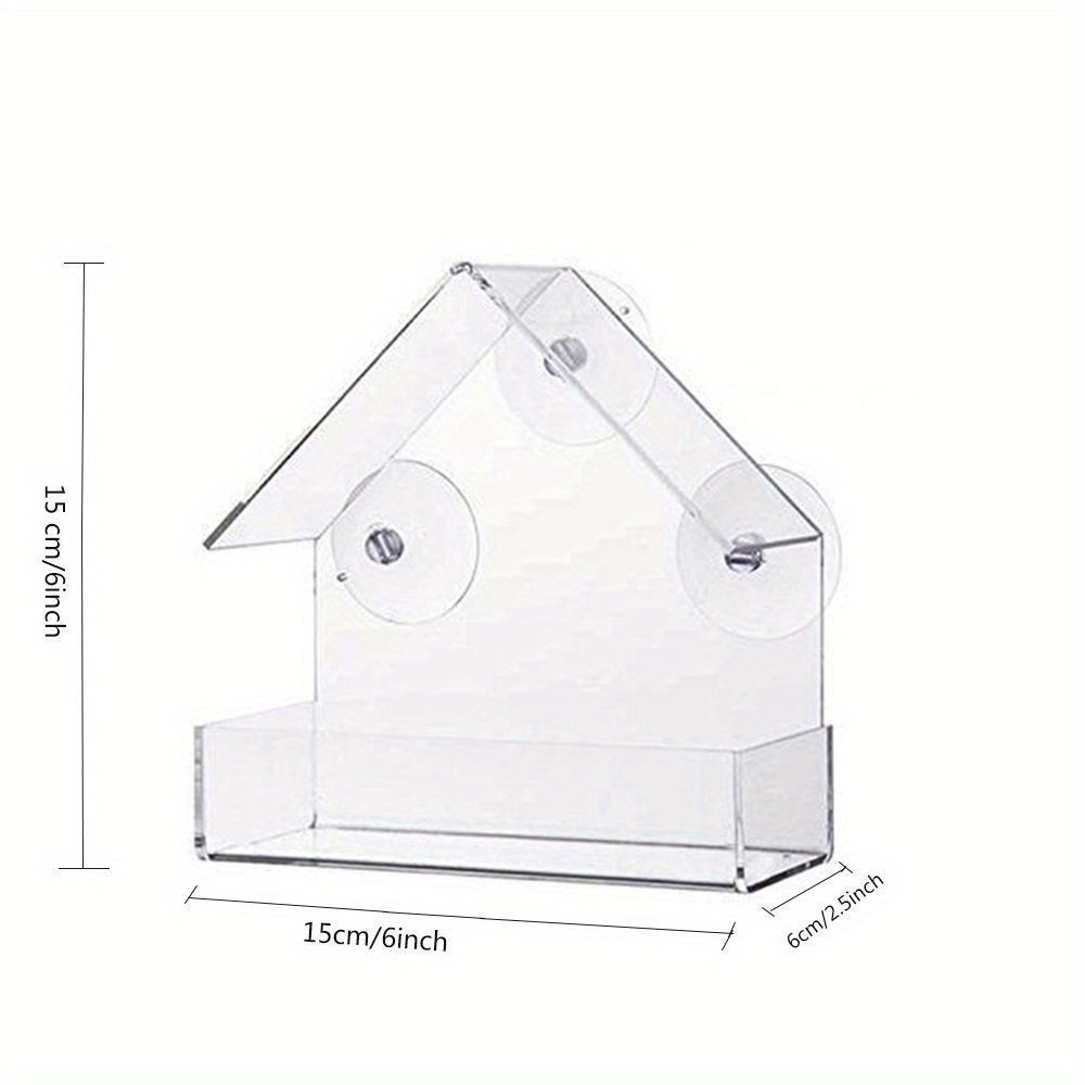 Portable Transparent Plexiglass Bird Feeder - Acrylic Bird Cage for Outdoor Travel & Adsorption