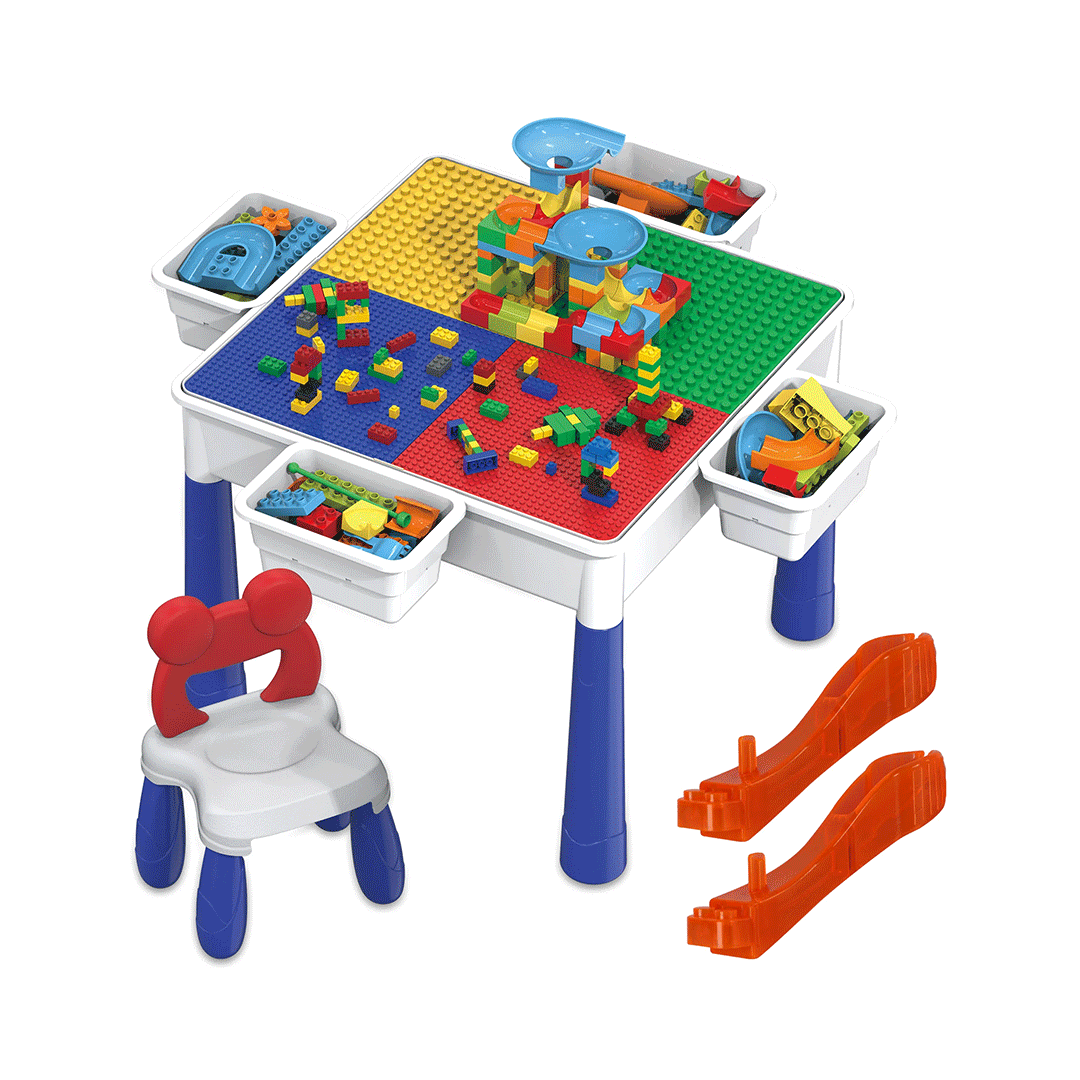 PicassoTiles 581pcs Building Blocks Activity Center Table & Chair Children's Play Set